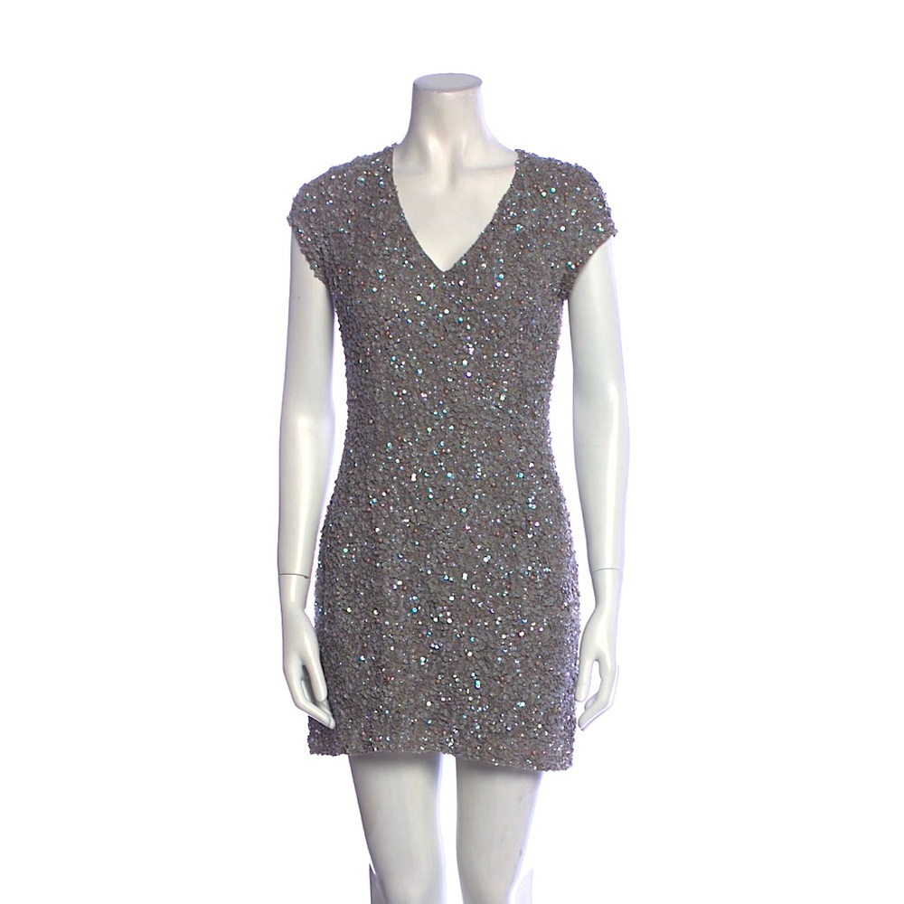 Parker Silk Mini Dress Silver Embellishments